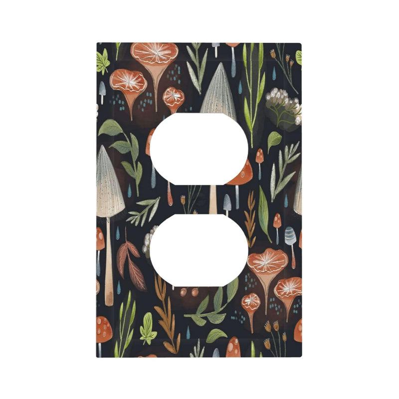 [Australia] - Boho Mushroom Forests 1 Gang Outlet Plate Covers Decorative Single Duplex Wall Plate Electrical Receptacle Light Switch Cover Art Faceplate Switchplate for Home Kids Nursery Room Decor 1 Gang Duplex Wall Plate/Mid Boho Mushroom Kids 
