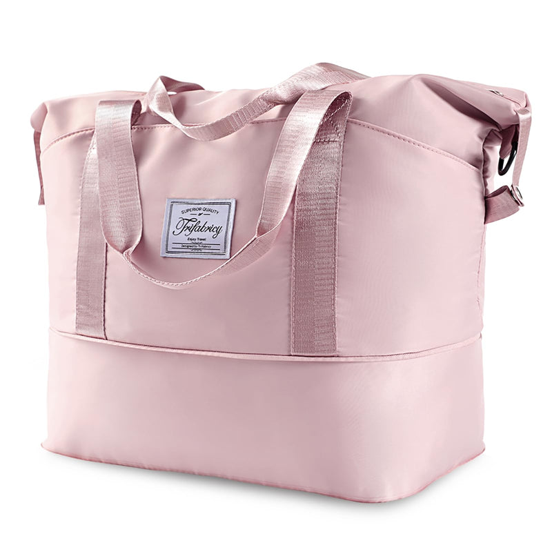 Travel Duffel Bag with Wet Pocket & Trolley Sleeve, Waterproof Expandable | Waterproof Nylon Fabric, Expandable Capacity for Extra Gear, Wet/Dry Separation Pocket, Trolley Sleeve for Easy Travel Pink