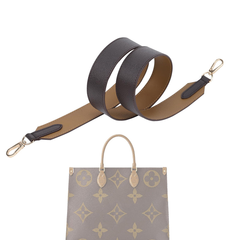 Vachetta Leather Strap for LV ONTHEGO Bag,Double Sided Usable Color-Blocking Cowhide Crossbody Adjustable Strap 【wide Strap】color-blocking 1.6 Inch Wide,43.3 Inch Long