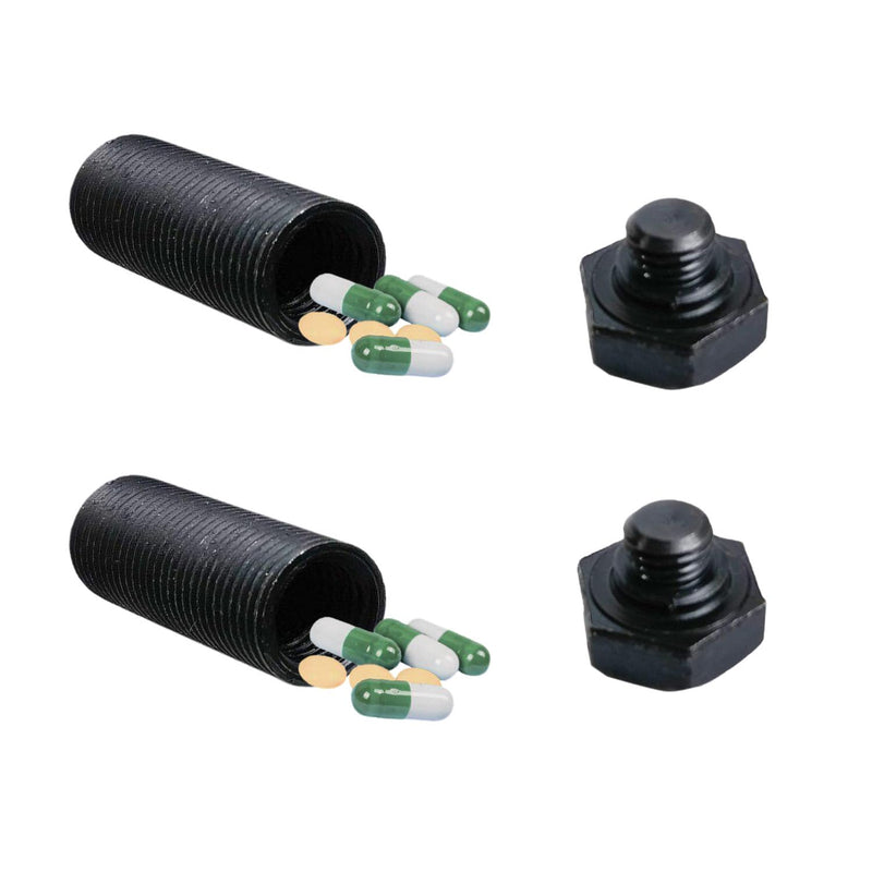 2PCS Small Pocket Pill Box, Portable Mini Pill Organizer Case Waterproof Metal Pill Holder Medication Pill Boxes Medicine Bottle for Outdoor Camping Travel 7 Day Vitamin Organizer (Black) Black