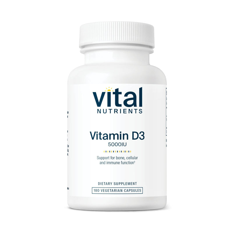 Vital Nutrients Vitamin D 5000 IU - Vitamin D3 Supplement - Healthy Bones, Teeth, Muscles*- Cellular & Immune Function - Calcium Absorption - Gluten, Dairy and Soy Free - 180 Capsules 180 Count (Pack of 1)