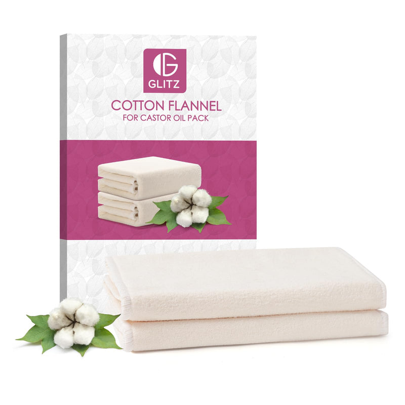 [Australia] - 2Pcs Organic Cotton Flannel for Castor Oil Pack Wrap, Unbleached Reusable Castor Oil Wrap Soothing Heat Compress for Liver, Abdomen, Joints and Other Areas, Soft and Highly Absorbent Pack of 2 - White 