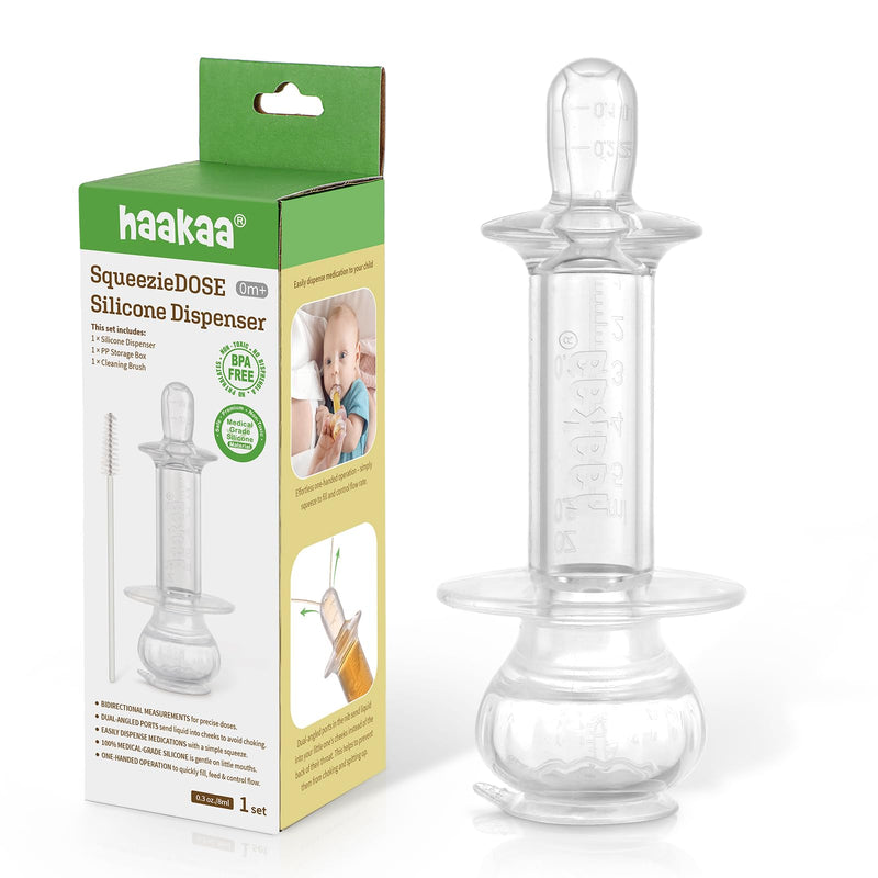 [Australia] - haakaa Baby Medicine Dispenser,Syringe for Liquid,Unique Silicone Ball Design, Dual-Angled Ports,One-Handed Operation,0 Months+ 