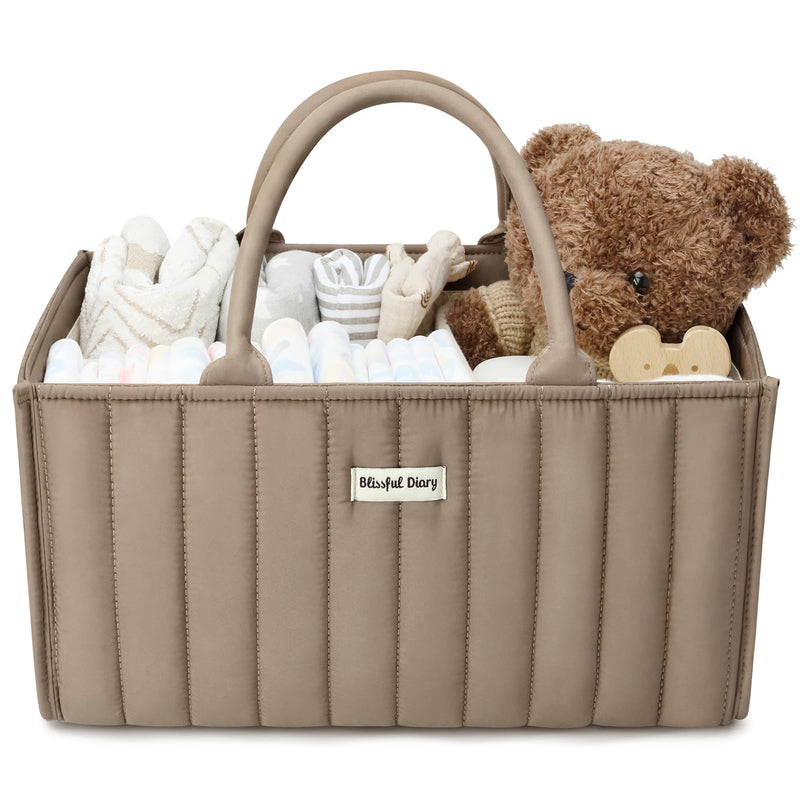 [Australia] - Blissful Diary Baby Diaper Caddy Basket, Stylish Baby Diaper Caddy Organizer, Storage Basket for Diapers - Baby Gift Registry for Newborn Baby Shower List and Baby Must Haves Essentials - Mocha Brown 