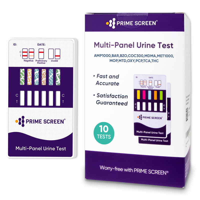 [Australia] - Prime Screen 12 Panel Multi Drug Urine Drug Test Card (AMP,BAR,BZO,COC,mAMP,MDMA,MOP/OPI 300,MTD,OXY,PCP,TCA,THC) - WDOA-7125 [10 Pack] 10 