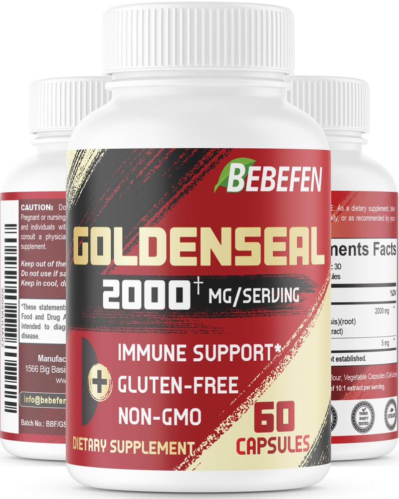 [Australia] - BEBEFEN Goldenseal Root Capsules 2000mg | Traditional Herb Supplement | Concentrated Extract | Vegetarian, Non-GMO 