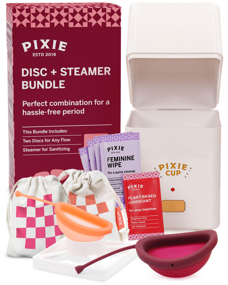[Australia] - Menstrual Discs with Sterilizer - Ranked 1 for Most Comfortable Soft Reusable Period Disc - Kills 99.9% of Germs with Cleaner Steamer - Wash Your Disc in 3 Minutes! - Compact Sanitizer Kit 