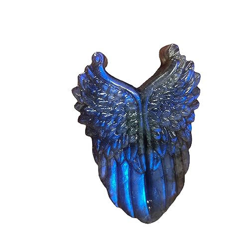 2" Natural Labradorite Quartz Hand Carved The Wing Skull Crystal Reiki Healing