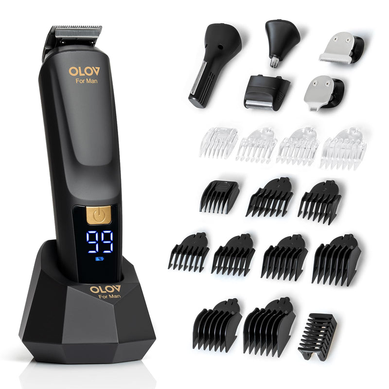 [Australia] - Beard Trimmer, 21 Piece All-in-One Mens Grooming Kit and Hair Clipper, Nose, Ear,Body and Face, Electric Razor with USB Recharge Dock Black 