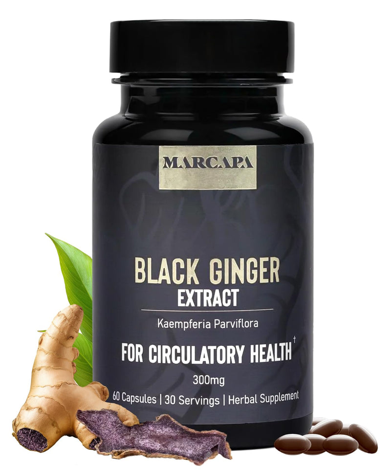 [Australia] - Marcapa Black Ginger Root Supplement - 60 Softgels | Organic Ginger Extract for Cardiovascular & Metabolic Support | Enhanced Energy & Endurance | Optimal Absorption with Olive Oil 