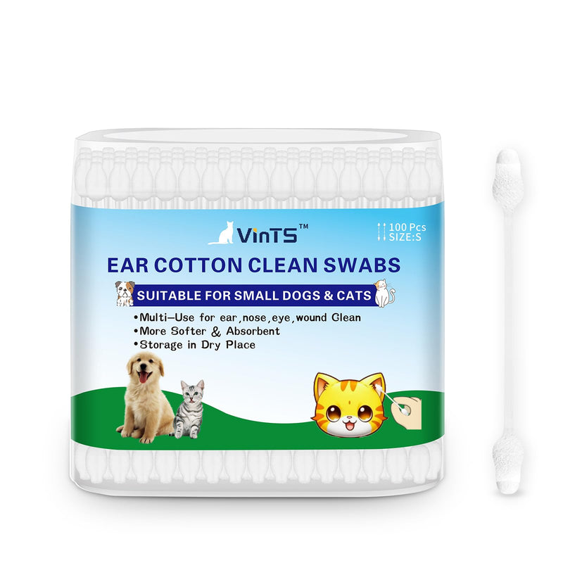 VinTS 100 PCS Cotton Dog Ear Cleaning Swabs, Pet’s Ear Infection Treatment Gourd-Shaped Swabs Prevent Accidental Injuries, Safer Cleaning for Dogs and Cats– Small Size.100% Cotton S-1Pack - PawsPlanet Australia