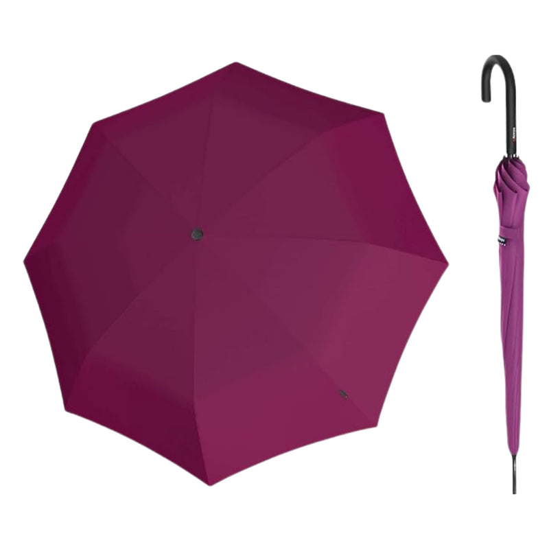 Knirps A.760 Curved Handle Automatic Rain Umbrella for Adults – 42" Canopy, Polyester Case Included Violet