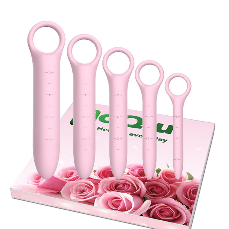 [Australia] - Silicone Dilators for Pelvic Floor for Women with Fine Scales, 5-Pack Pink with Storage Bag, Pelvic Wand Massager, Pelvic Floor Muscle Trainer, Pelvic Floor Strengthening Device 