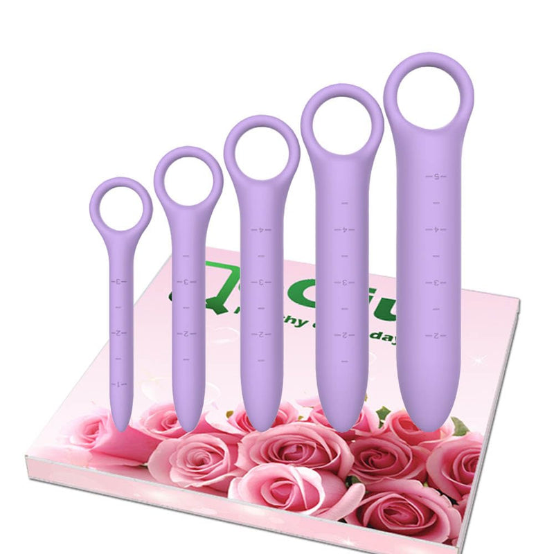 [Australia] - 5-Pack Silicone Dilators for Pelvic Floor for Women with Fine Scales, Pelvic Wand Massager，Pelvic Floor Muscle Trainer, Pelvic Floor Strengthening Device with Storage Bag, Purple 