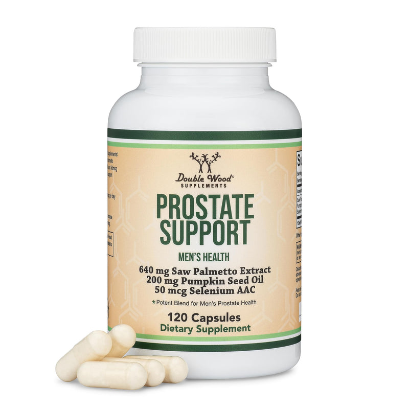 [Australia] - Prostate Support Supplement for Men's Health (120 Capsules) One Serving per Day for 30 Days Supports Prostate Function and Urinary Control (Saw Palmetto, Pumpkin Seed Oil, Selenium) by Double Wood 