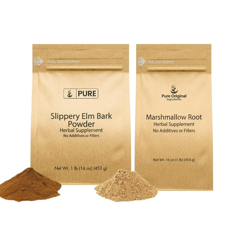 [Australia] - PURE ORIGINAL INGREDIENTS Slippery Elm Bark & Marshmallow Root Bundle, 1 lb Each, Fine Powders, Herbal Supplements 