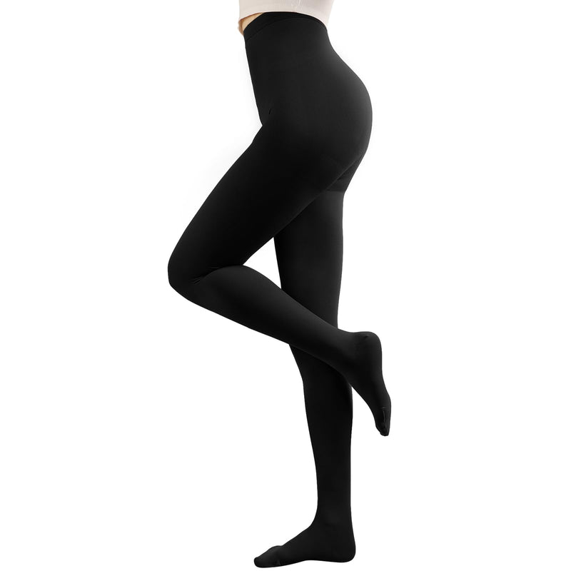[Australia] - Compression Pantyhose Stockings for Women Men, 20-30 mmHg Medical Graduated Support Opaque Closed Toe Hose Tights for Swelling, Edema Varicose Veins Waist High Compression Stockings Black Medium 
