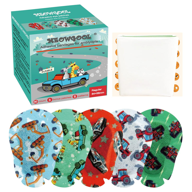 [Australia] - Adhesive Eye Patches for Kids with Lazy Eye, 30+3 Bonus Patches,Adhesive Bandages for Amblyopia 5 Fun Boys Designs (Regular Size) 33 