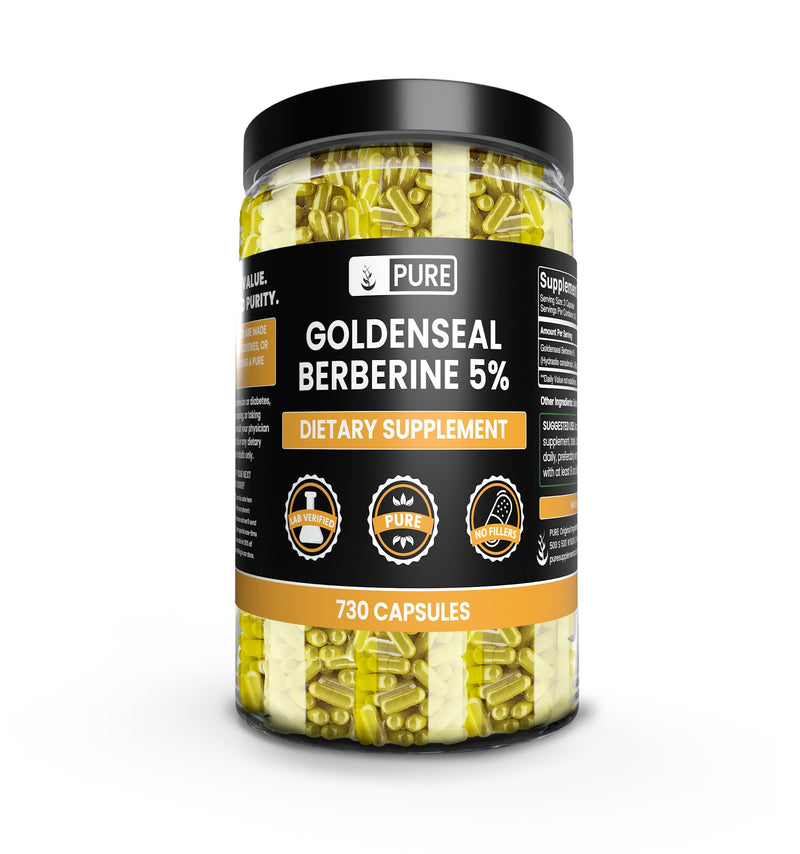 [Australia] - PURE ORIGINAL INGREDIENTS Goldenseal Berberine (730 Capsules) No Magnesium Or Rice Fillers, Always Pure, Lab Verified (730 Count) 730 Count (Pack of 1) 