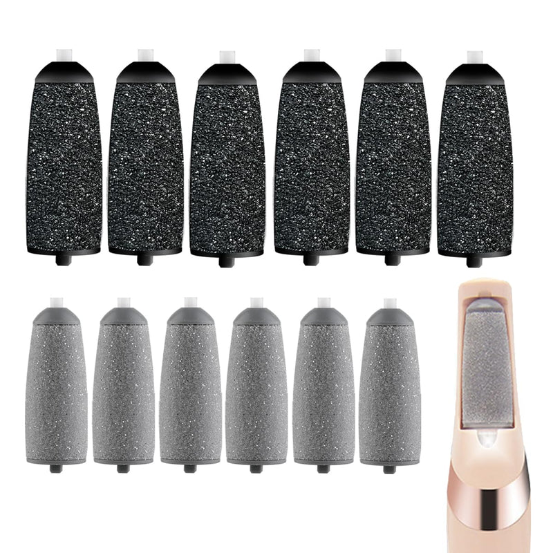 [Australia] - 12 Pack Replacement Roller for Flawless Pedi, Replacement Head Refills Compatible with Finish Touch Flawless Pedi Electronic Tool File,6 Extra Coarse & 6 Regular Coarse 12 Pack 