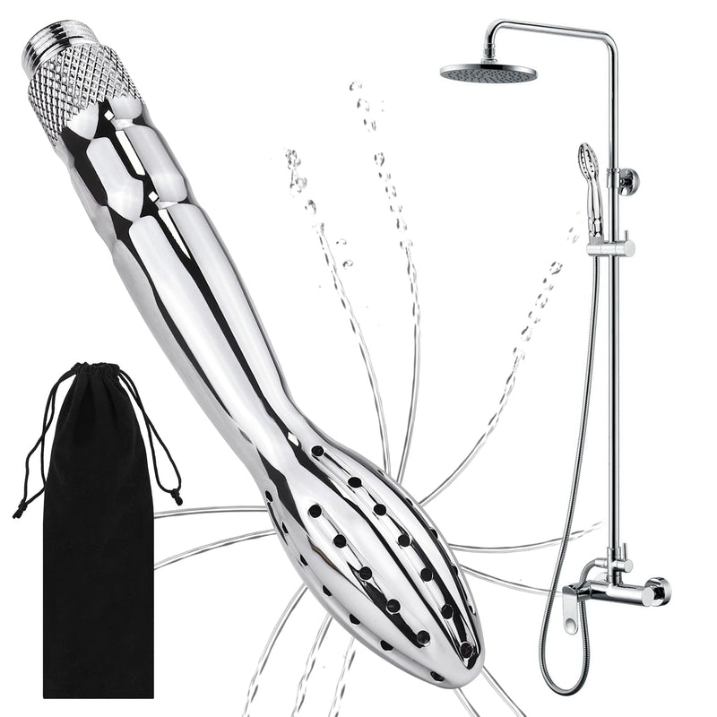 [Australia] - Shower Douche Shower Enema Shower Cleaner Enema Douche System, Handheld Water Shower Nozzle Anal Rinse Vaginal Cleaning Kit for Men Women, Silver (Aluminum) 