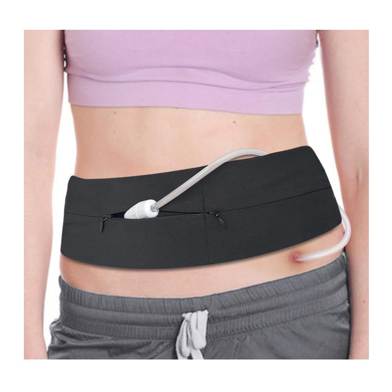 [Australia] - Peritoneal Dialysis Belt G Tube Holder PD Catheter Holder Accessories Gastrostomy Catheter Covers Pouch for G J Feeding Tube for Adults Abdominal Dialysis for Men Women (Black) Black 