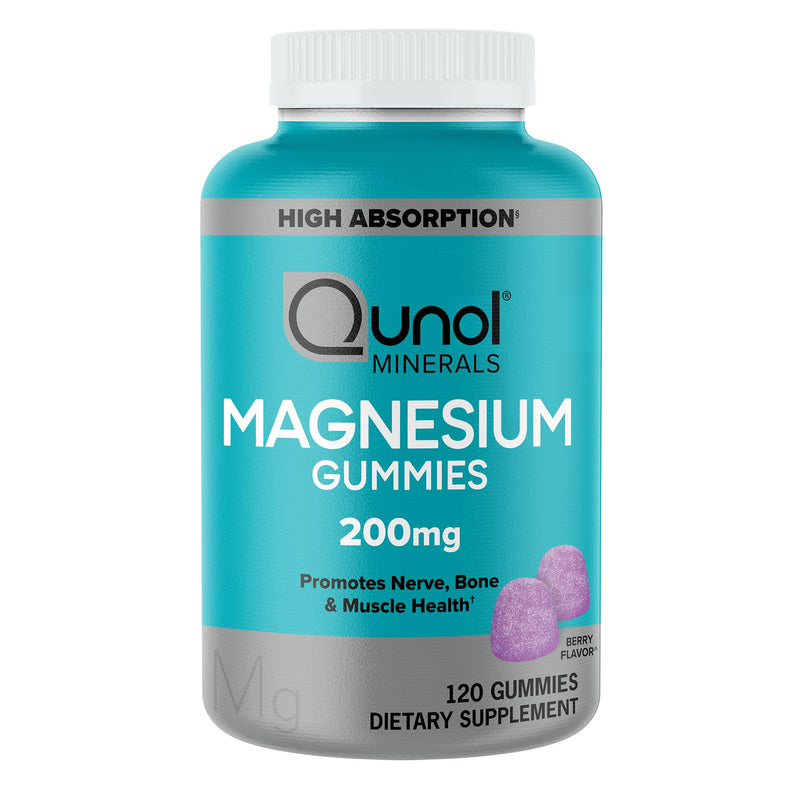 [Australia] - Qunol Magnesium Gummies for Adults, 200mg Magnesium Citrate Gummies, High Absorption Magnesium Supplement, Supports Nerve Health, Bone Health, Muscle Health, Vegetarian, 120 Count Berry 120 Count (Pack of 1) 