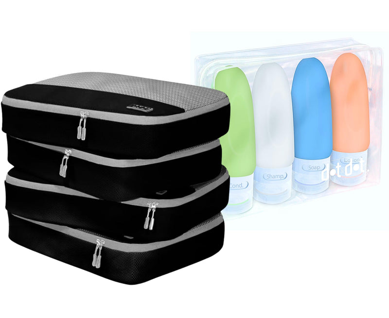 Large Packing Cubes + Leak Proof Travel Bottles