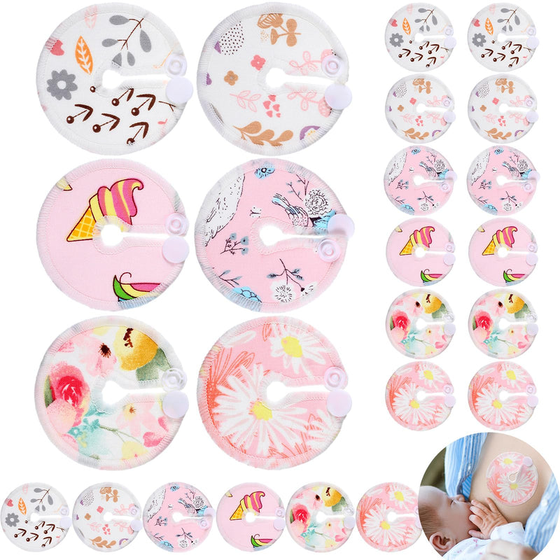[Australia] - 24 Pieces G Tube Covers Reusable Feeding Button Pads Soft G Tube Button Pads Washable J Tube Covers Nursing Breast Pads for Kid Baby Breastfeeding Care Supplies(Floral) Floral 