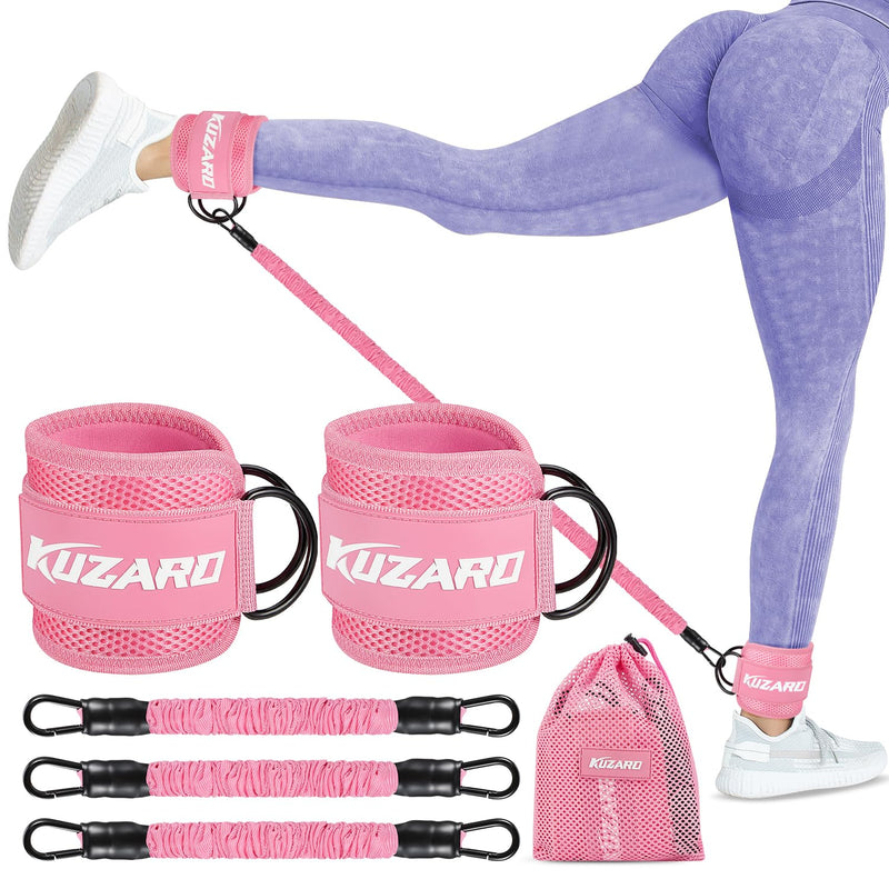 [Australia] - Ankle Resistance Bands with Cuffs, Ankle Bands for Working Out, Ankle Resistance Band, Glutes Workout Equipment, Butt Exercise Fitness Equipment for Women and Booty - Perfect for Home Gym Workout Pink 