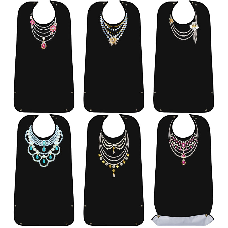 [Australia] - SATINIOR 6 Pieces Adult Bibs for Women Washable Reusable Clothing Protector with Crumb Catcher Beautiful Pattern Bibs Necklace Style 