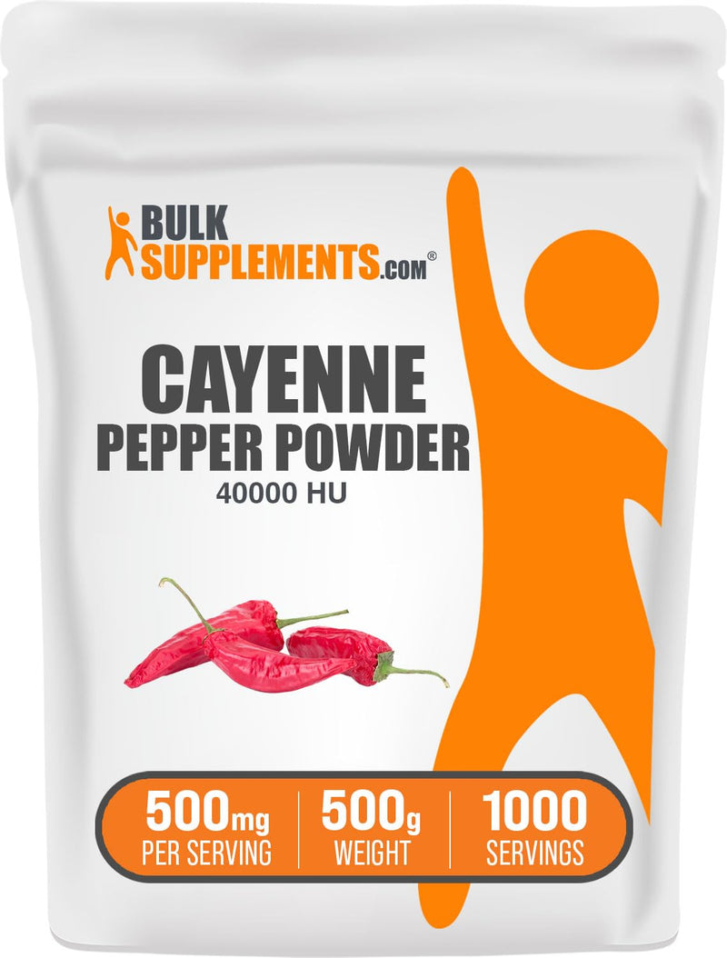 [Australia] - BulkSupplements.com Cayenne Pepper 40000 HU Powder - Capsaicin Supplements, Cayenne Pepper Supplements, Cayenne Pepper Powder - Capsicum Powder, Gluten Free, 500mg per Serving, 500g (1.1 lbs) 1.1 Pound (Pack of 1) 
