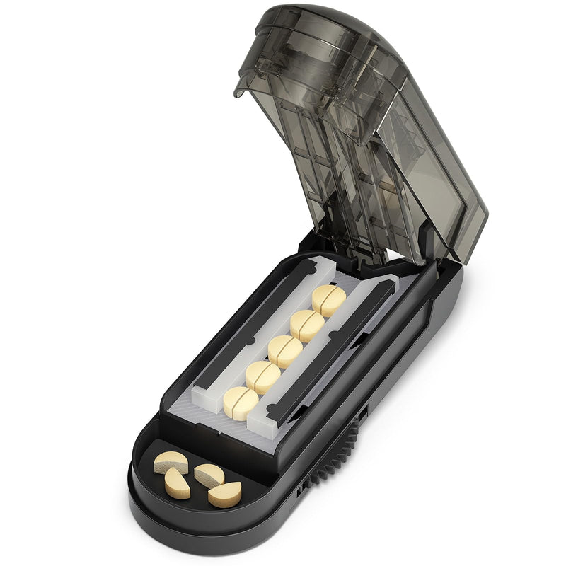 [Australia] - ONE PIX Pill Cutter Splitter for Small and Tiny Pills, Pill Cutter for Cutting Multiple Pills at a Time in Half, Pill Cutter for Small or Large Pills with Hidden Sharp Stainless Steel Blade, Grey 