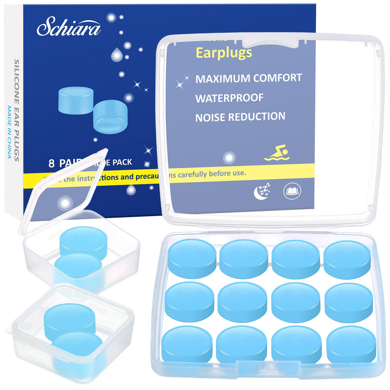 [Australia] - Ear Plugs for Sleeping, 8 Pair(16 Pieces) Moldable Noise Cancelling Silicone Earplugs for Swimming, Snoring, Sleep and Studying 16 Count (Pack of 1) 