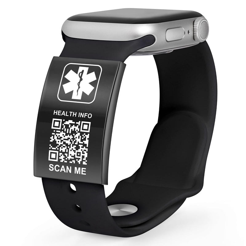 [Australia] - Upgraded Medical Bracelets Men Women with QR Code Medical Alert ID Bracelets - Titanium Steel Wristband Fits Wrists Up 8''-10'' - More Space Custom Emergency Med ID Info Smart watch - Medical Alert Tag Without Band - Black 