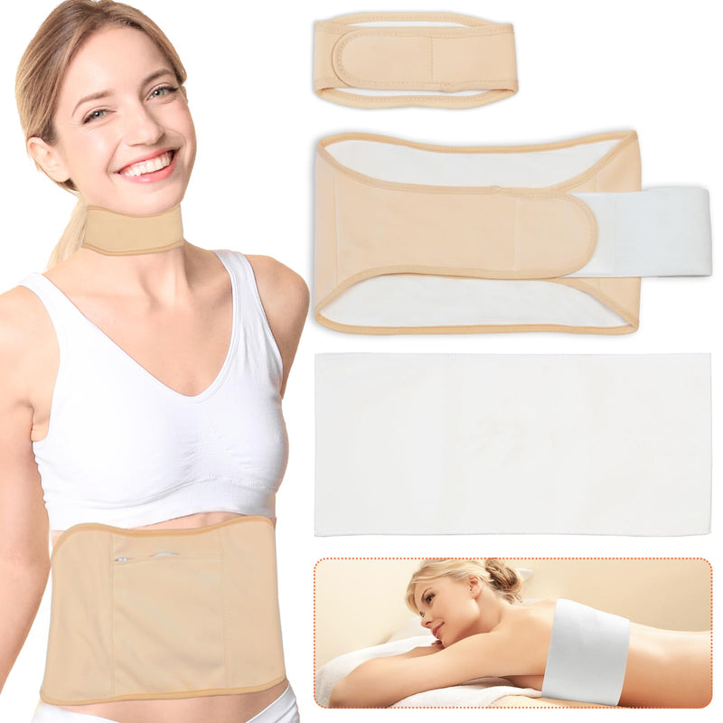 [Australia] - 4 PCs Castor Oil Wrap- Reusable Castor Oil Packs Kit Adjustable Elastic Castor Oil Cloth Safe Organic German Cotton Plus Size for Belly, Waist, Back and Neck Belly Pack 