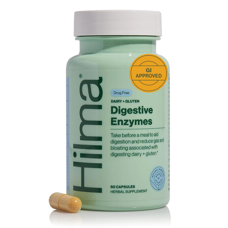 [Australia] - Hilma Digestive Enzymes for Women, Bloating Relief with Turmeric, Dandelion Root and Gluten Digestive Enzymes, Natural Gluten and Dairy Relief Pills, 60 Vegan Capsules Digestive Enzymes - 60 Count 