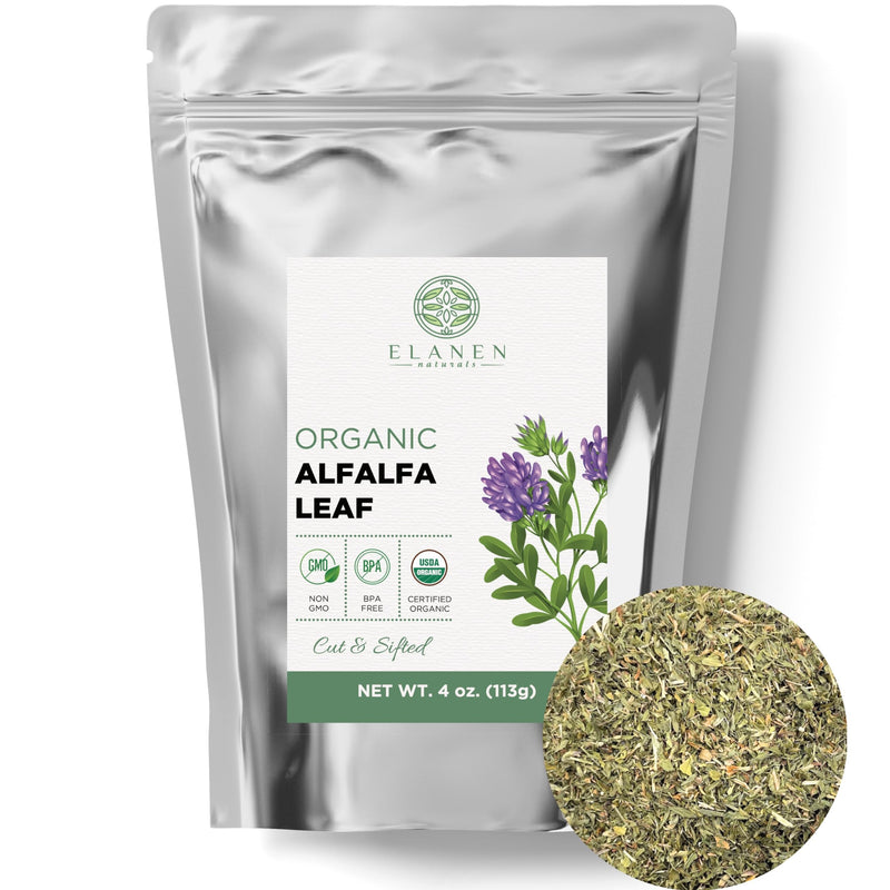 [Australia] - Organic Alfalfa Leaf 4 oz. (113g), USDA Certified Organic Alfalfa Leaf Herb Loose Leaf Tea, Medicago Sativa Herb, Alfalfa Tea Leaves, Cut & Sifted 