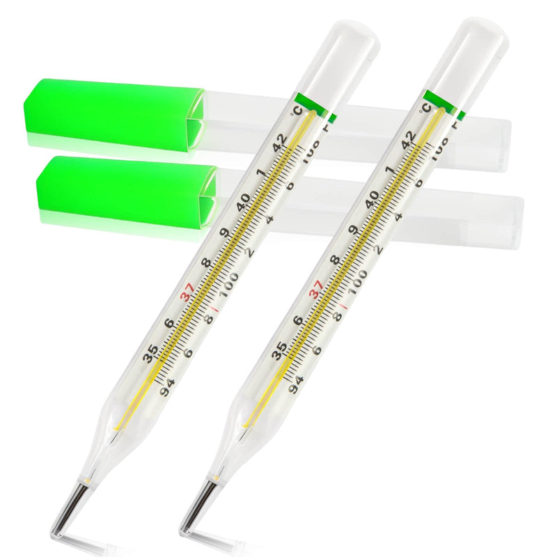 [Australia] - ℃&℉ Mercury Free Thermometer for Armpit 2PCS - Clinical Glass Thermometer for Fever -Classic Non Digital Thermometer for Adults - Accurate Easy Reading by HARIKA LIFE 