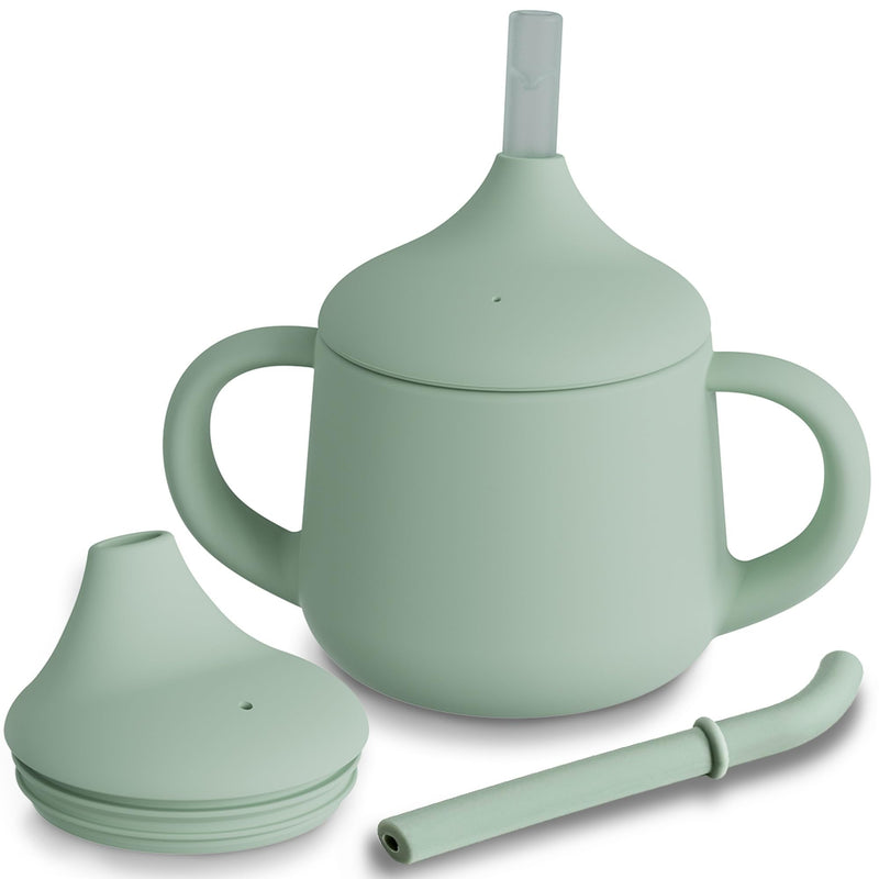 [Australia] - Moonkie Silicone Baby Sippy Cups | 3 Stages Training Cup Straw Cup for Infants Toddlers and Kid | 4 oz (Sage) Sage 