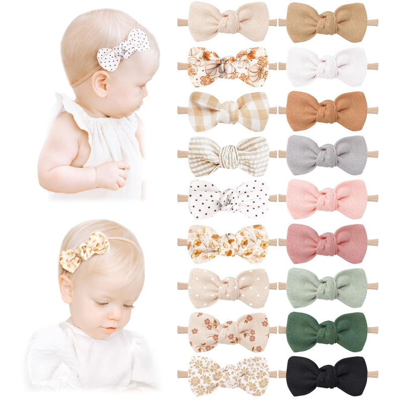 [Australia] - Niceye 18 Packs Baby Girl Bows Soft Nylon Headbands Hair Bows for Newborns, Infants, Toddlers - Stretchy Handmade Hair Accessories for Baby Girls and Boys Green 