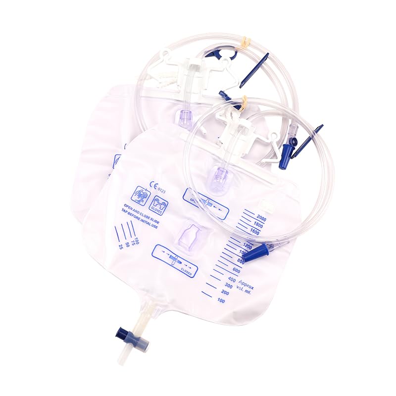 [Australia] - 5 packs Urinary Drainage Bag with Anti-Reflux Chamber, adult Urine Bag with 2000 mL Volume, Professional Urinary Bag for Home and Hospitals Health Aids 5 