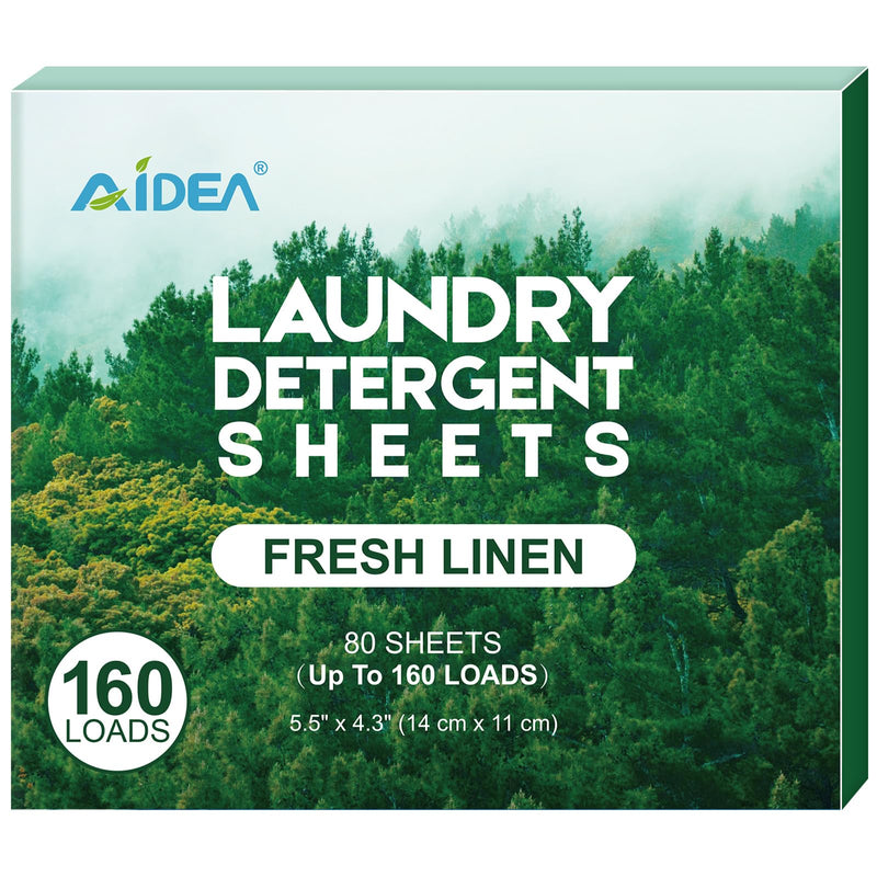 [Australia] - AIDEA Laundry Detergent Sheets, Eco-Friendly Laundry Detergent, Washer Sheets Detergent, No Plastic Jug, Laundry Soap Sheets For Travel, Home Washing, Fresh Scent-(160 Loads) 80 Sheets Fresh Linen 1 Count (Pack of 80) 