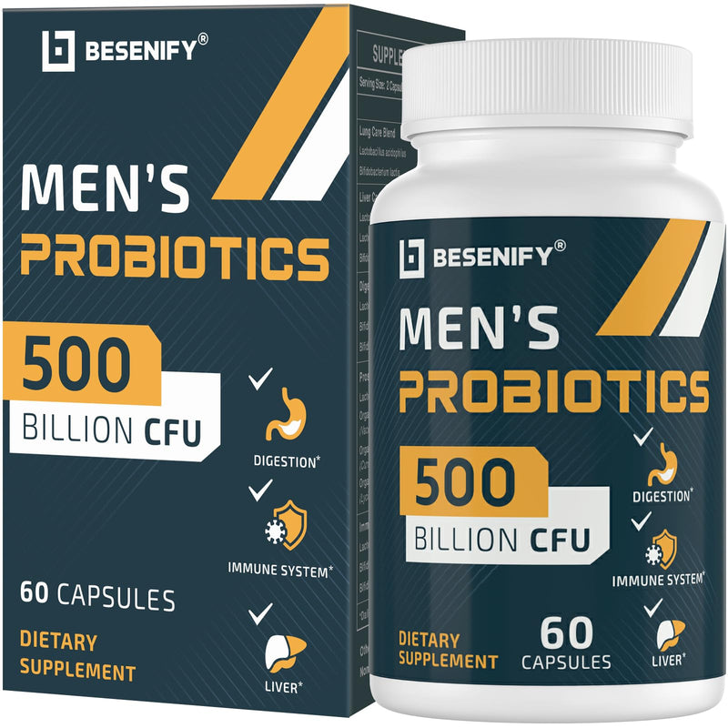 [Australia] - Probiotics for Men, 500 Billion CFUs & 12 Strains, Probiotics for Digestive Health, Men's Probiotic with Turmeric, Cranberry, Goji, for Overall Digestive, Immune Health, Gut & Bloating, 30-Days Supply 60 Count (Pack of 1) 