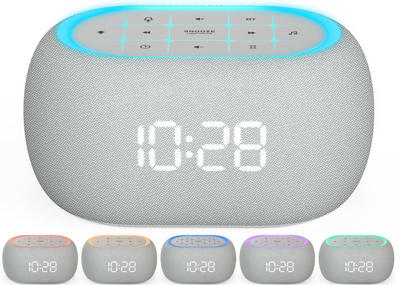 [Australia] - ANJANK White Noise Sound Machine Alarm Clock with Bluetooth Speaker, 21 Relaxing Sounds, 7 Night Lights,0-100% Dimmer/Sleep Timer/30-Level Volume Control,Sound Machine for Kids Adults Sleeping,Bedroom Grey 