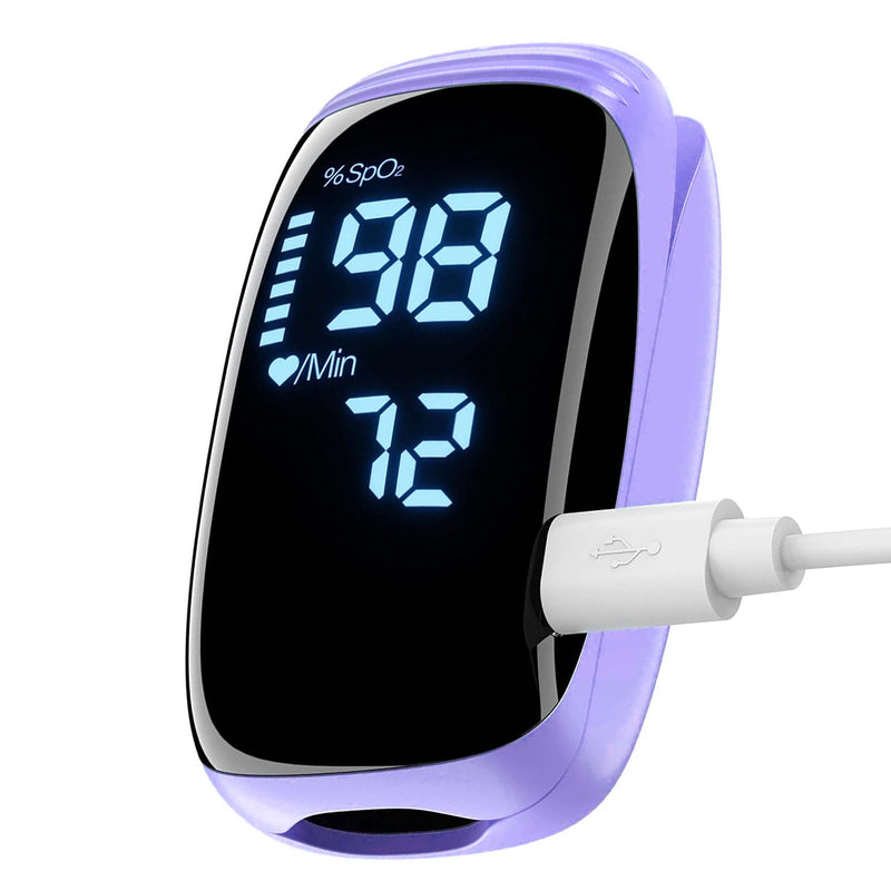 [Australia] - Fingertip Pulse Oximeter, Rechargeable Pulse Oximeter, Finger Pulse Oximeter, Blood Oxygen Meter Finger, Pulse OX with Lanyard, Oximetro for Sports Outdoors Aviation Use Only (Purple) 