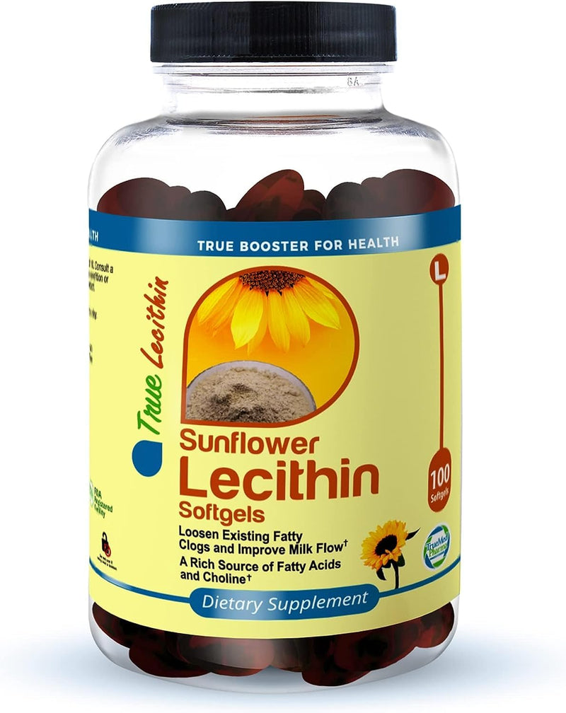 [Australia] - Milk Sunflower Lecithin Softgels - Natural Lactation Support & Duct Relief for Breastfeeding Moms - 1200mg, 100 Softgels - Unblock Clogs, Enhance Milk Flow, Rich in Fatty Acids & Choline 