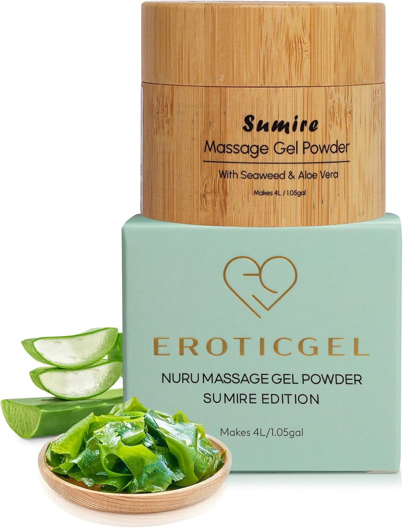Japanese Nuru Massage Gel Powder Sumire 40g, Aloe, Gift Jar, Makes 1.05 Gal | Nori seaweed & aloe vera, made in Japan. Vegan, fragrance free, water based, non-sticky. Makes up to 1.05 gallons