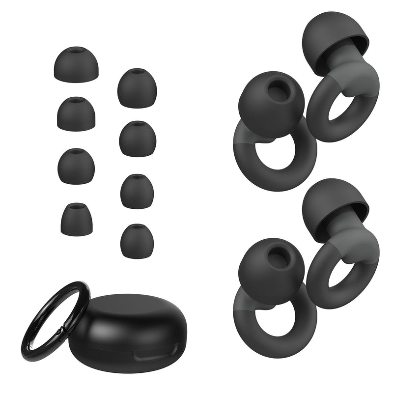 [Australia] - Ear Plugs for Sleeping, 2 Pairs of Reusable Earplugs for Noise Reduction 25dB-30dB with 8 Ear Tips, Soft Hearing Protection Ear Plugs for Concert,Noise Sensitivity, Study & Work Black 