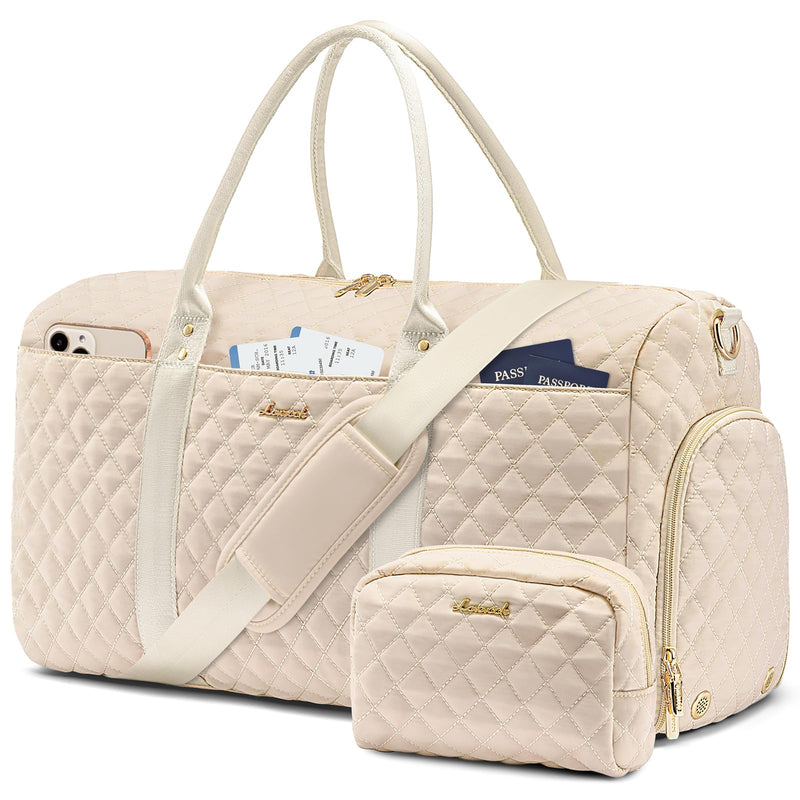 LOVEVOOK Travel Duffle Bag, Weekender Bags for Women with Shoe Compartment, Quilted Carry on Overnight Bag with Toiletry Bag, Hospital Bags for Labor and Delivery, Gym Duffel Bag with Wet Pocket